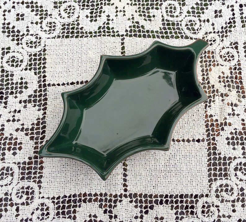 Dansk Ceramic GreenHolly Shaped DishGreen Snack Candy Nut Dish 2 Votive Drink Glasses Dansk Terra Cotta EarthenwareHoliday Entertaining