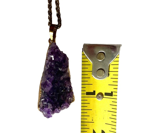 14K Gold Dipped Amethyst Geode Pendant Necklace, … - image 6
