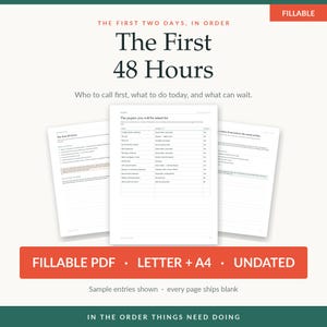 What to Do When Someone Dies | After Death Checklist, Printable and Fillable Executor Guide, Funeral and Estate Planner, The First 48 Hours