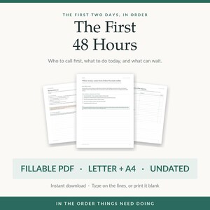 What to Do When Someone Dies | After Death Checklist, Printable and Fillable Executor Guide, Funeral and Estate Planner, The First 48 Hours