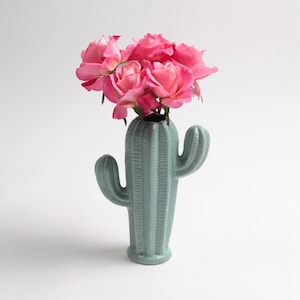 Cactus Vase - Small Seafoam Green Cactus Bud Vase - White Faux Taxidermy - Table Top Decor - Cactus Decor - Cactus Gift - Cactus Planter