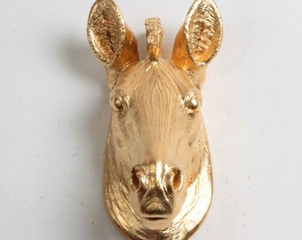 The Pierce - Gold Mini Resin Zebra Head- Resin White Faux Taxidermy- Chic & Trendy - Gold Zebra Head Wall Decoration- Kids Room Safari Decor