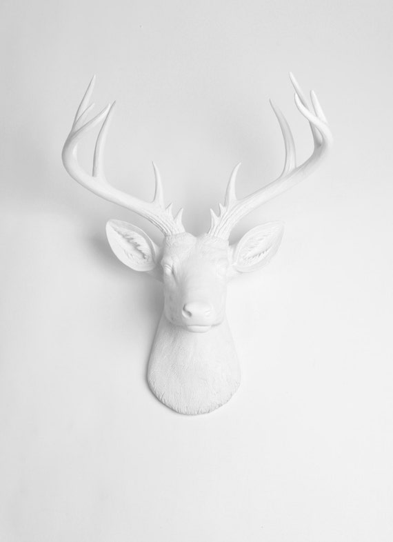 X Large Deer Head Wall Mount The Templeton White Faux Image 0