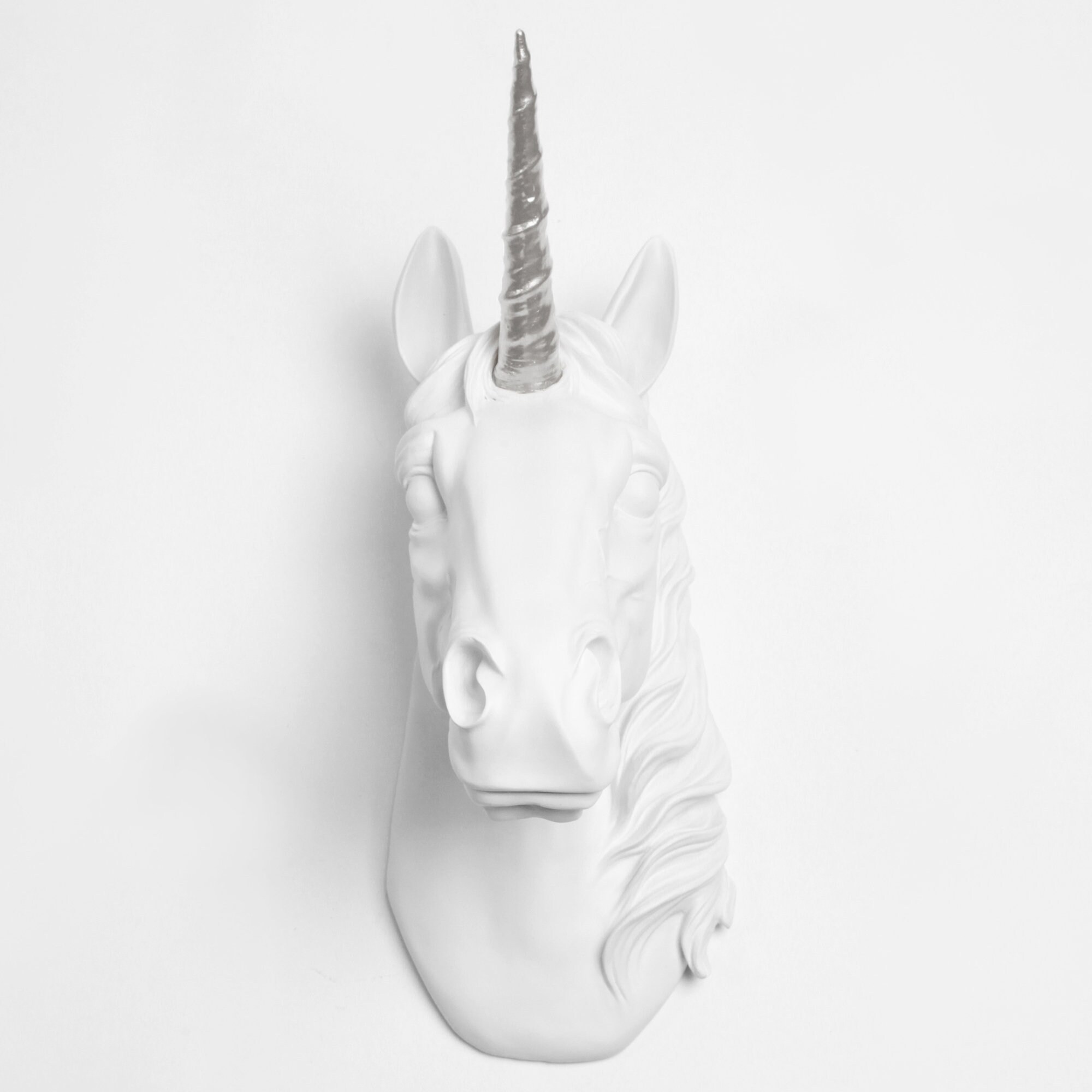 Unicorn Head Wall Mount the Bayer White With Silver Staff by Etsy