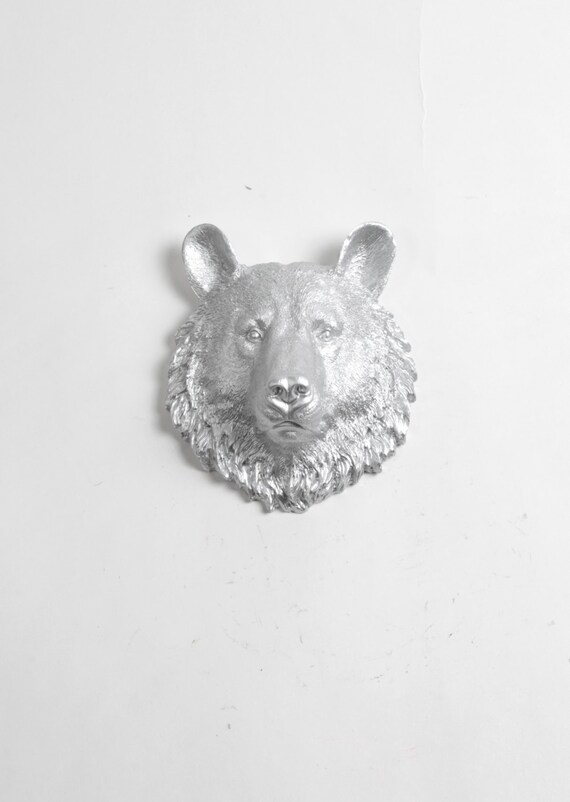 3D Resin Black Bear Head Wall Mount Hanging Wall Sculpture Home Decor Accent