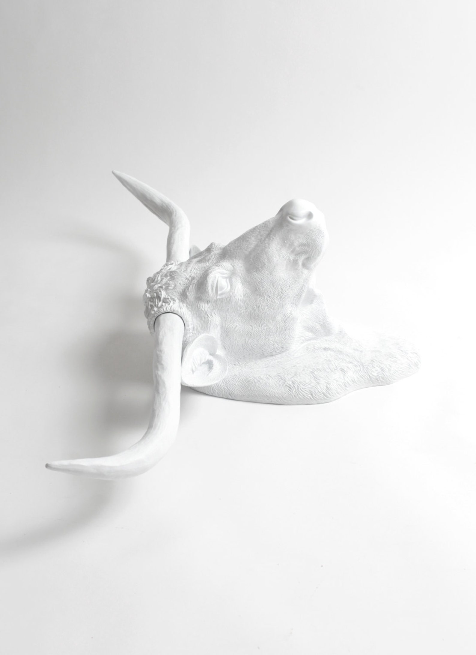 Cow Head Wall Mount Decor the Remington White Resin Etsy