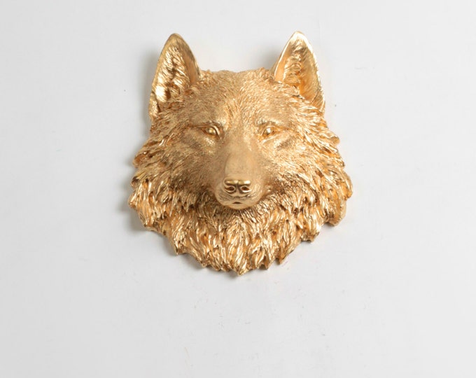 Gold Wolf Head Wall Decor : the Otis Faux Wolf Head by White - Etsy