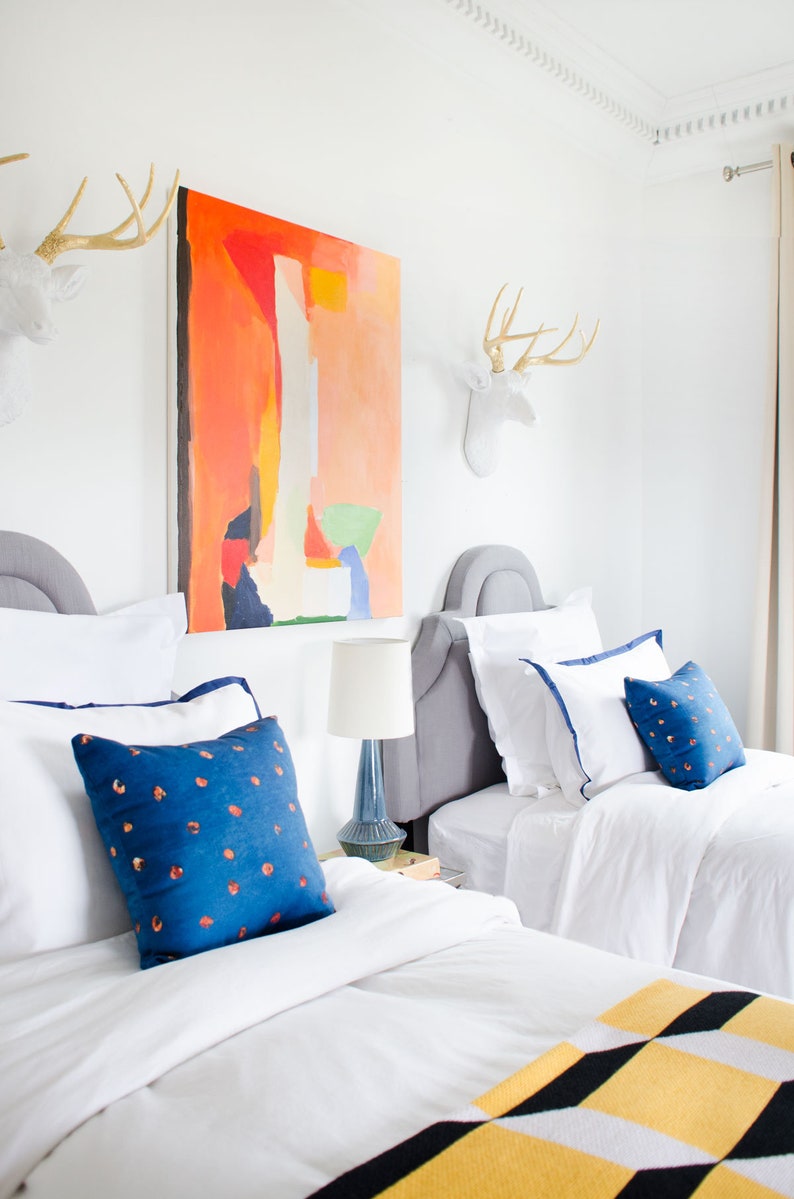 Faux Taxidermy  The Baron  White W/ Yellow Antlers Resin image 3