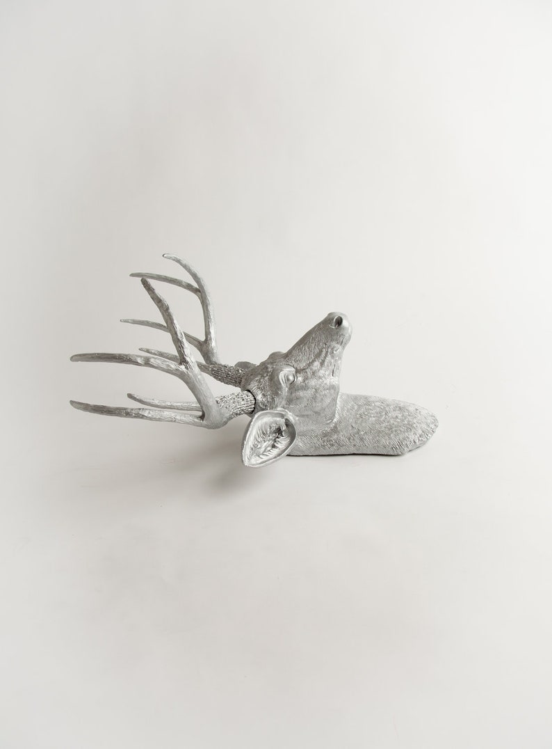Silver Deer Head Wall Decor The Hesher Silver Resin Deer | Etsy