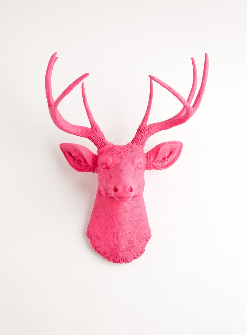 Faux Taxidermy Deer Head  The Alejandra  Pink Resin Deer image 1