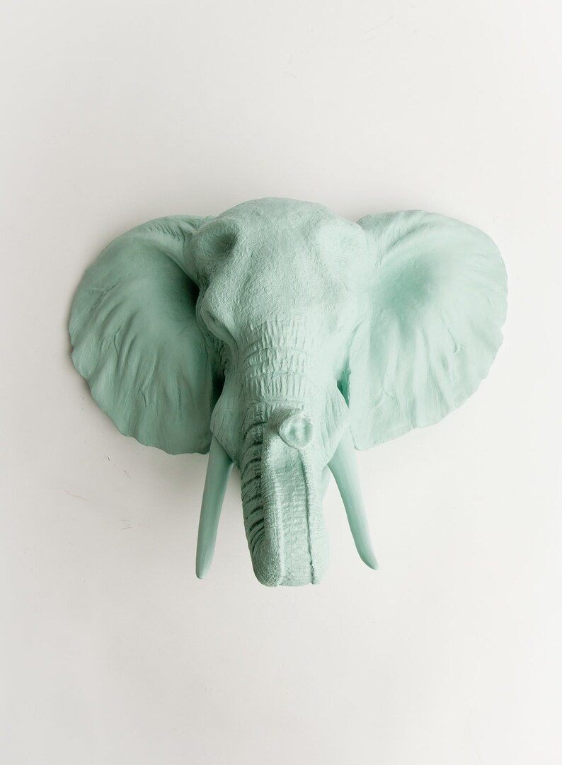 The Sydney Faux Elephant Head Wall Decor Seafoam Resin The Sydney Faux Elephant Head Wall Decor Seafoam Resin Image