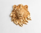 The Rico - Gold Mini Resin Lion Head - Resin Gold Faux Taxidermy- Chic & Trendy