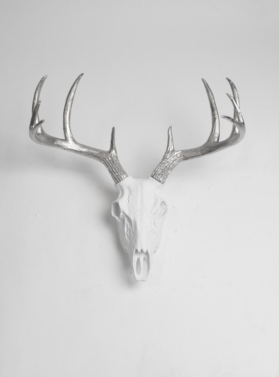 Deer Scull on Black 100/% Cotton Fabric Animals Craft