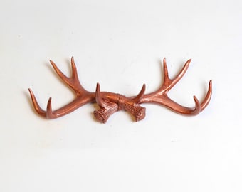 Faux Deer Antler Rack in Copper- Deer Antler Decor Wall Hook & Jewelry Organizer - Resin Deer antler hanger - Faux Antlers Wall Decor by WFT