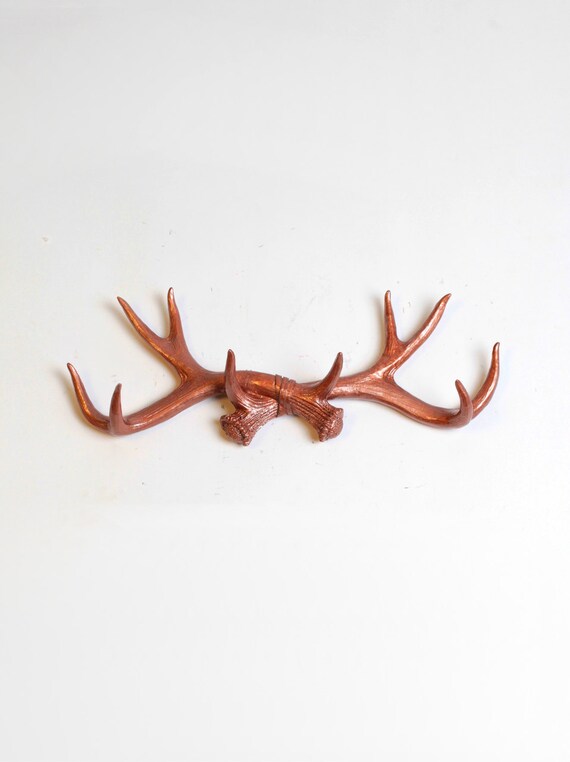 Faux Deer Antler Rack In Copper Deer Antler Decor Wall Hook Etsy