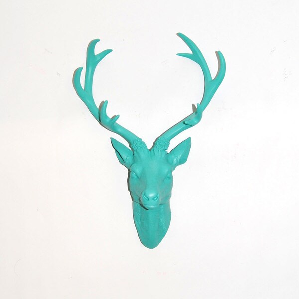 White Faux Taxidermy - Faux Deer Head - Faux Taxidermy - The Eloise in Turquoise - Turquoise Resin Deer Head- Turquoise Deer Antlers