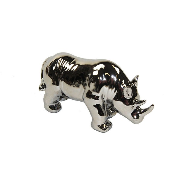 Ceramic Rhino Home Decor - Rhino Table Decor - Faux Taxidermy Animal Sculptures