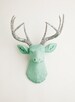 Faux Deer Head - The Agnes - Seafoam Green W/ Silver Glitter Antlers Resin Deer Head- Stag Resin White Faux Taxidermy 