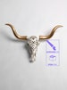 Filigree Cow Skull w/ Gold Longhorn || Resin Bull Skull Wall Hanging by White Faux Taxidermy | Southwestern Wall Art Faux Bull Animal Skull 