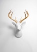 Deer Head Wall Mount Decor  - The XL Alfred - White and Gold Deer Decor Wall Hanging - Fake Animal Head by White Faux Taxidermy Stag Mounts 