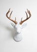 Deer Head Wall Mount Decor  - The XL Lydia - White and Bronze Deer Decor Wall Hanging - Fake Animal Head by White Faux Taxidermy Stag Mounts 