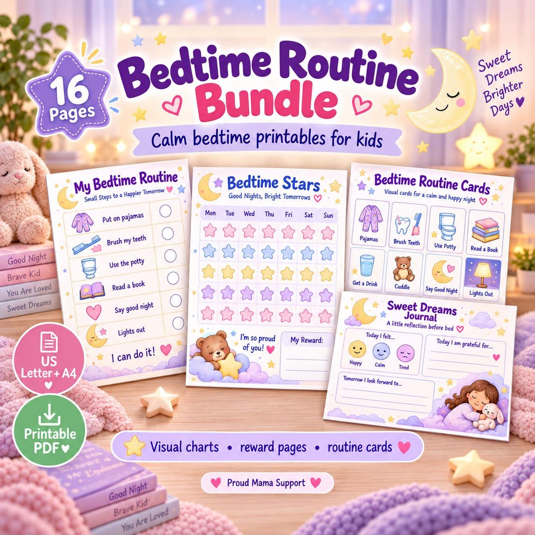 Kit imprimable pour la routine du coucher des enfants | Emploi du temps ...