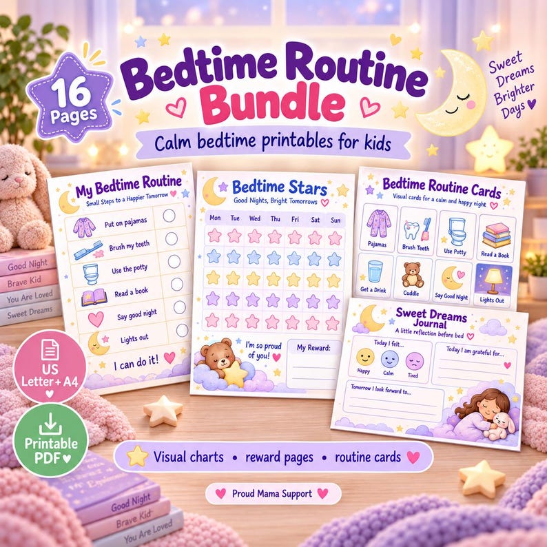 Kit imprimable pour la routine du coucher des enfants | Emploi du temps ...