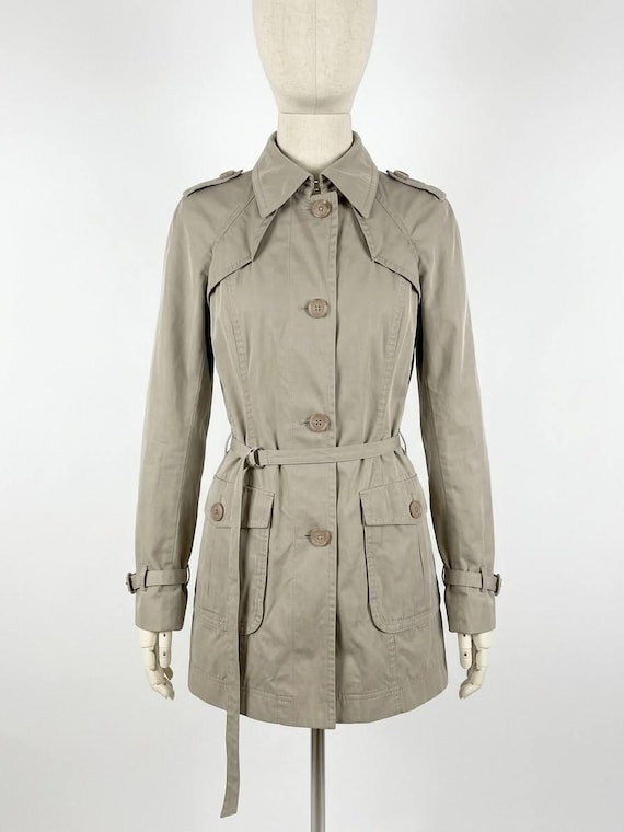 Herno, Herno Women Beige Belted Trench Coat Jacket Made In Italy Size It 42 Small Vintage
