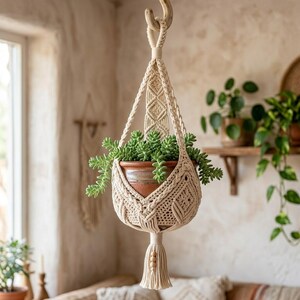 Boho macramé plantenhanger haakpatroon (PDF download)