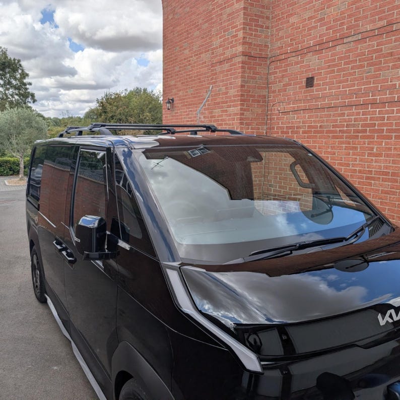 Van Racking System Rails Kia PV5 2025-2027 Roof Rack Roof Rails & Cross Bars 4PCS Black Aluminum ...