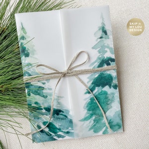 Winter Wedding Invite Vellum Jacket | Vellum Wrap 5x7 Invite | Mountain Wedding Vellum Invitation Jacket | Christmas Holiday Party Invite