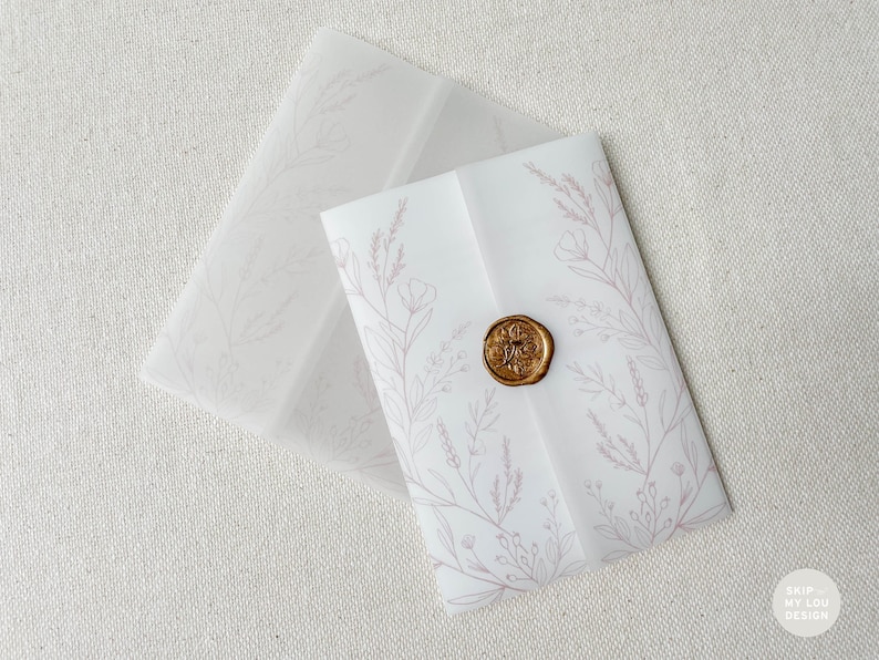 Floral Printed Vellum Jacket 5x7 Invitation Vellum Etsy