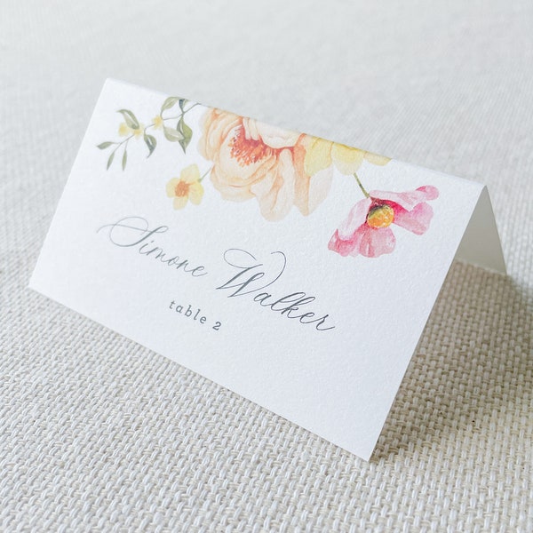 Garden Party Escort Cards | Floral Place Cards | Floral Wedding Decor | Watercolor Floral Table Decor | Wedding Signage | Day Of Escort Card