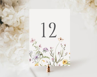 Printed Wedding Table Number Signs | Dainty Flora Table Number Signs | Floral Wedding Decor | Watercolor Floral Table Decor | Table # Signs