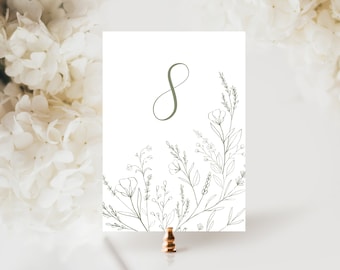 Floral Wedding Table Number Signs | Printed Table Number Signs | Wedding Signs | Floral Table Decor | Table # Signs | Printed Table Number