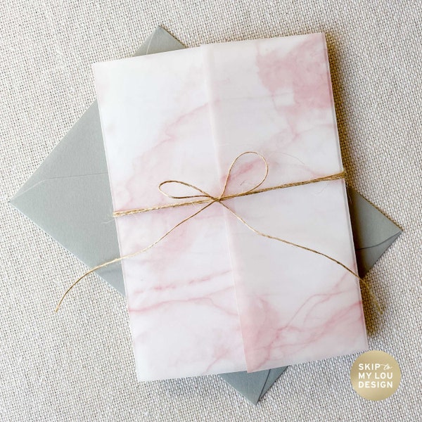 Modern Wedding Invitation Vellum Jacket | Blush Marble Vellum Wrap for 5x7 Invites | Modern Wedding Invitations Vellum Paper | Invite Wrap