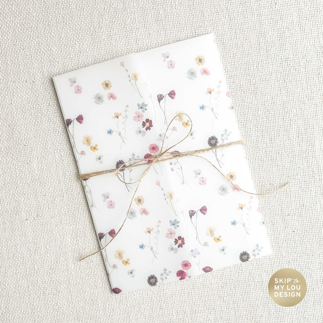 Pressed Floral Vellum Jacket for Invitation Vellum Jacket 5x7