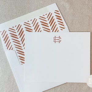 Herringbone Monogram Custom Stationery Personal Stationary Monogram Notecards Monogram Thank You Cards Custom Stationary Monogram Note Cards