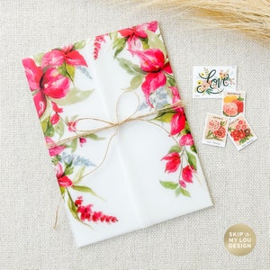 Tropische Hochzeitseinladung Pergamin Jacke, Pinke Blumen Pergamin Jacke 13x20 Invite, Viva Magenta Pergaminwrap, Bougainvillea, Pergamentpapier