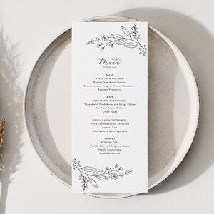 Botanical Florals Menu | Floral Menu | Printed Floral Menu | Floral Table Decor | Wedding Signage | Day Of Menus