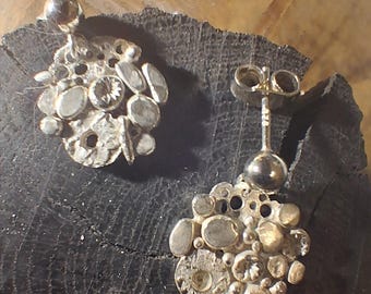 Delicate recycled sterling silver drop earrings