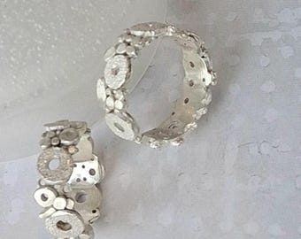 Chunky handmade sterling silver encrustacean ring.