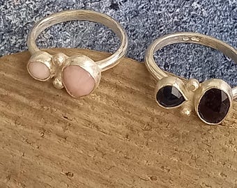 Handmade sterling silver multistoned ring.