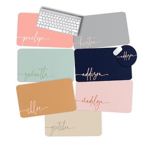 Boho Handwriting Name with Swoosh Desk Pad, Personalized Desk Cushion Pad,Monogram Initial Desk Blotter Mat, Large Mouse Pad, Modern Boho