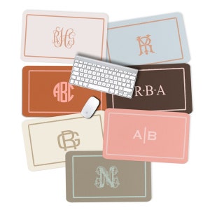 Monogrammed Desk Pad, Personalized Desk Cushion Pad, Monogram Initial Desk Blotter Mat, Mouse Pad, Neutral Minimalist Preppy, Monogram Boho
