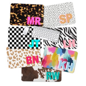 Initial Desk Pad, Personalized Desk Cushion Pad, Initial Desk Blotter Mat, Large Mouse Pad, Trendy Desk Office Decor