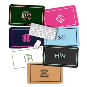 Monogrammed Desk Pad, Personalized Desk Cushion Pad, Monogram Initial Desk Blotter Mat, Large Mouse Pad, Preppy Desk, Maximalist Monogram
