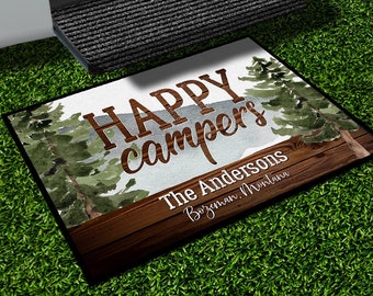 Personalized Camping Mat, Custom Camp Site Door Mat, Monogram Camping Floor Mat, Unique Camping Gift, Custom Motorhome RV Gift, Travel Gift