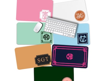 Monogrammed Desk Pad, Personalized Desk Cushion Pad, Monogram Initial Desk Blotter Mat, Large Mouse Pad, Preppy Desk, Monogram Maximalist