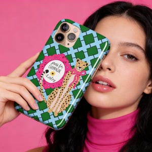 Personalized Phone Case, Custom Name, iPhone 16e, 15, 14, 17, 12, Magsafe, Pro Max, Plus,Mini, Bow, Bamboo, Press for champagne leopard